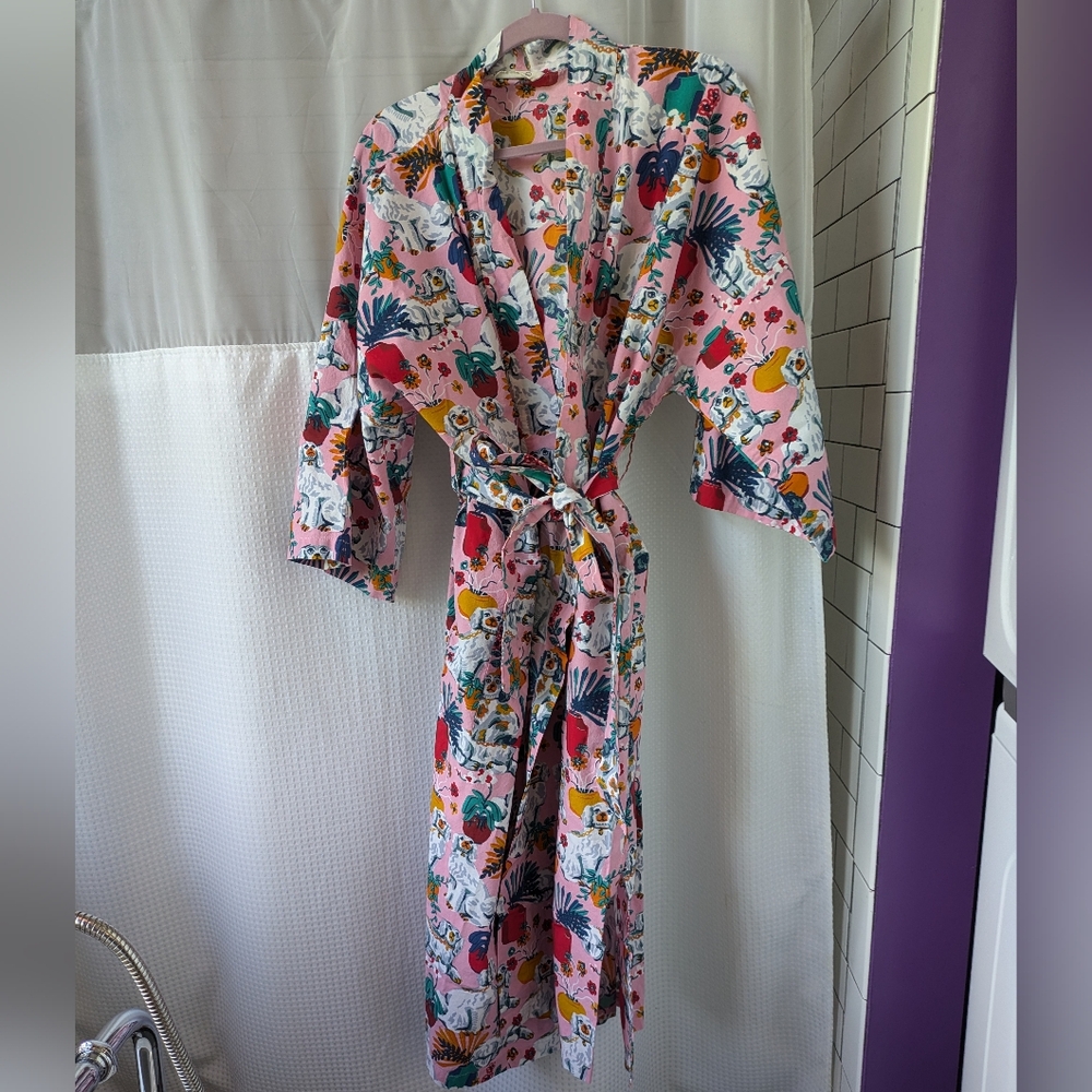 Printfresh robe L/XL pink dog print